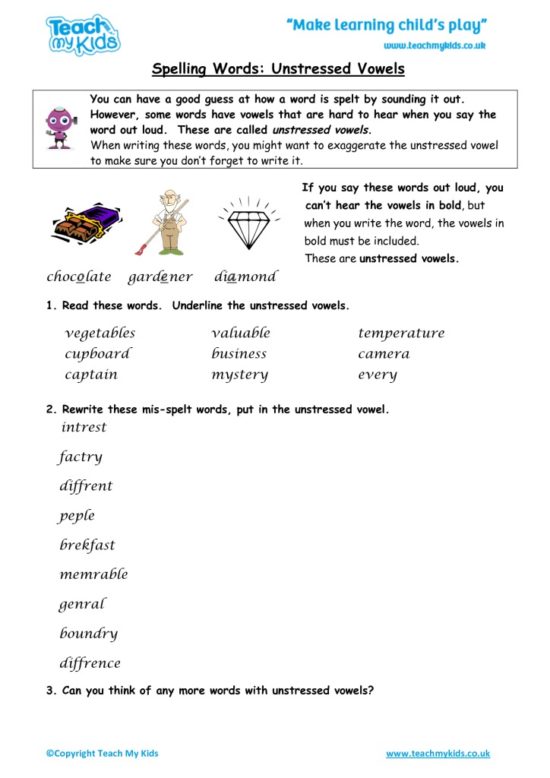 Worksheets for kids - spelling_words,_unstressed_vowels_4